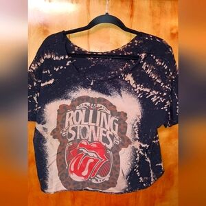 Rolling Stones bleach tie-dye band t shirt